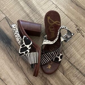 Sam Edelman Womens Ivy Sandal block heel animal print shoes size 6.5